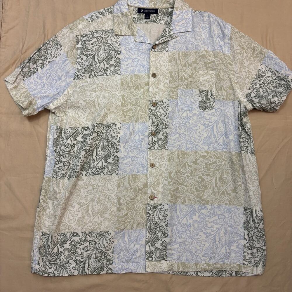 Cremieux Men's Multi-Color Patchwork Paisley Short Sleeve Shirt Size XL